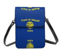 Piccola borsa a tracolla da donna con bandiera dell'Oregon, mini borsa a tracolla con scomparti per carte di credito, borsa per cellulare, nero