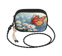 Piccola borsa a tracolla da donna con farfalla bianca margherita floreale borsa a tracolla casual con tracolla regolabile da donna