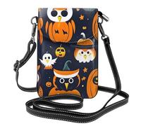 Piccola borsa a tracolla da donna con stampa di gufo fantasma zucca di Halloween, graziosa borsa a tracolla in pelle PU con portafoglio