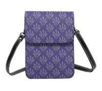 Piccola borsa a tracolla da donna, in pelle con fiori di lavanda (I) borsa a tracolla per cellulare