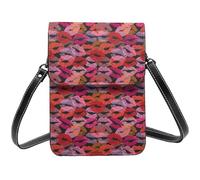 Piccola borsa a tracolla da donna, in pelle con labbra rosse che si baciano per telefono cellulare, borsa a tracolla portafoglio