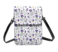 Piccola borsa a tracolla da donna, in pelle lavanda, borsa a tracolla per telefono cellulare