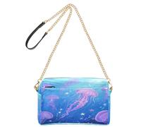 Piccola borsa a tracolla da donna in pelle vegana blu mare profondo viola medusa donna borsa a tracolla borse a tracolla impermeabili