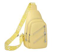 Piccola borsa a tracolla da donna, in pelle vegana, con tracolla larga per chitarra, impermeabile, alla moda, con porta di ricarica USB e foro per auricolari, per viaggi, shopping, escursionismo