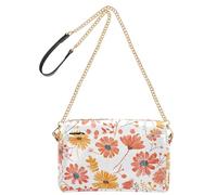 Piccola borsa a tracolla da donna in pelle vegana giocosa autunnale margherita rossa arancione da donna borsa a tracolla con cerniera borsa a tracolla per viaggi