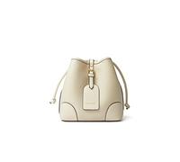 Piccola borsa a tracolla in pelle con coulisse Premium 2 vie Bucket Crossbody borsa per le donne, Bianco 4 off