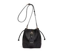 Piccola borsa a tracolla in pelle con coulisse Premium a 2 vie Secchio Crossbody per le donne, 1-nero, Large