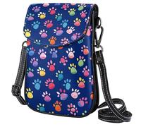 Piccola borsa a tracolla in pelle da donna, con zampe, cuori rossi, casual, borsa a tracolla con tracolla regolabile, per shopping, escursionismo, uso quotidiano, zampe colorate., Taglia unica