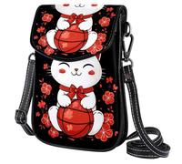 Piccola borsa a tracolla in pelle da donna, graziosa zampa di gatto, casual, borsa a tracolla con tracolla regolabile, per shopping, escursionismo, uso quotidiano, Cartoon Lucky Cat Lovely, Taglia