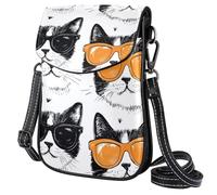 Piccola borsa a tracolla in pelle da donna, motivo cervo floreale, casual, borsa a tracolla con tracolla regolabile, per shopping, escursionismo, uso quotidiano, Cool Hipster Cats, Taglia unica