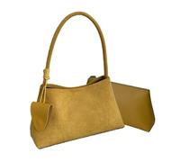 Piccola borsa a tracolla in pelle scamosciata, mini pochette, borsa hobo slouchy, borse eleganti per ragazze, donne, pochette sotto le ascelle (yellow)