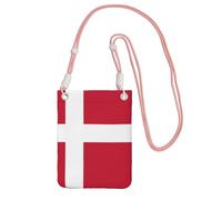 Piccola borsa a tracolla nera con stampa bandiera danese, carina porta una borsa mobile diagonale, per shopping, passeggiate, rosa, taglia unica