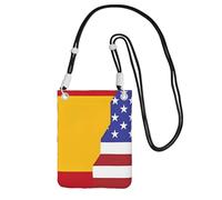 Piccola borsa a tracolla nera per cellulare, con stampa bandiera americana della Spagna, carina per trasportare una borsa mobile diagonale, per lo shopping, passeggiate, Nero, One Size