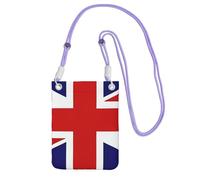 Piccola borsa a tracolla nera per cellulare, con stampa bandiera del Regno Unito, carina, porta una borsa mobile in diagonale, per shopping, passeggiate, viola, taglia unica