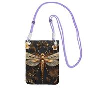Piccola borsa a tracolla per cellulare, con squisita libellula e oro, carina, porta una borsa mobile in diagonale, per lo shopping, le passeggiate
