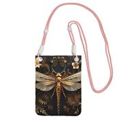 Piccola borsa a tracolla per cellulare, con squisita libellula, in oro rosa, carina, porta una borsa mobile in diagonale, per lo shopping, le passeggiate