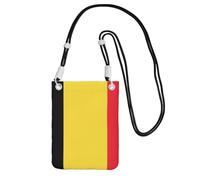 Piccola borsa a tracolla per cellulare, con stampa bandiera del Belgio, nera, carina, porta una borsa mobile diagonale, per lo shopping, le passeggiate