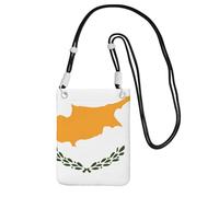 Piccola borsa a tracolla per cellulare, con stampa bandiera di Cipro, nera, carina, porta una borsa mobile diagonale, per lo shopping, le passeggiate