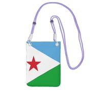 Piccola borsa a tracolla per cellulare, con stampa con bandiera nera di Gibuti, carina per trasportare una borsa mobile in diagonale, per shopping, passeggiate, viola, taglia unica