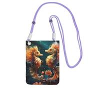 Piccola borsa a tracolla per cellulare, con stampa di coppia di cavallucci marini, carina, porta una borsa mobile in diagonale, per lo shopping, passeggiate
