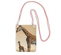 Piccola borsa a tracolla per cellulare, con stampa di giraffa e madre e bambino, rosa, carina, porta una borsa mobile in diagonale, per lo shopping, passeggiate