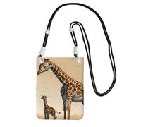 Piccola borsa a tracolla per cellulare, con stampa di giraffa madre e bambino, nera, carina, porta una borsa mobile diagonale, per lo shopping, passeggiate, nero, Taglia unica, Portare una borsa per