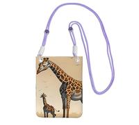 Piccola borsa a tracolla per cellulare, con stampa di giraffa madre e bambino, nera, carina, porta una borsa mobile diagonale, per lo shopping, passeggiate, Viola, Taglia unica