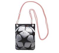 Piccola borsa a tracolla per cellulare, con stampa di pallone da calcio, nera, bianca, carina, porta una borsa mobile in diagonale, per shopping, passeggiate, rosa, taglia unica