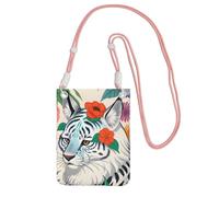 Piccola borsa a tracolla per cellulare, con stampa di tigre bianca nera, carina per trasportare una borsa mobile in diagonale, per shopping, passeggiate, rosa, taglia unica