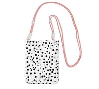 Piccola borsa a tracolla per cellulare, rosa, nera e bianca, con stampa a pois, carina, per trasportare una borsa mobile in diagonale, per lo shopping, le passeggiate