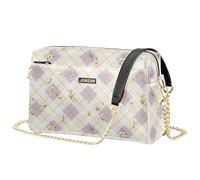 Piccola borsa a tracolla per le donne in pelle vegana a quadretti lavanda viola borse casual da donna borsa a tracolla con zip borsa a mano per donna
