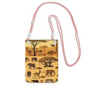 Piccola borsa a tracolla per telefono cellulare, con stampa di animali africani rosa, carino portare una borsa mobile in diagonale, per lo shopping, passeggiate