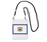 Piccola borsa a tracolla per telefono cellulare da donna mini borsa a tracolla per telefono di moda West Virginia bandiera dello stato stampa, nero, One Size