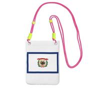 Piccola borsa a tracolla per telefono cellulare da donna mini borsa a tracolla per telefono di moda West Virginia bandiera dello stato stampa, Fucusia, Taglia unica