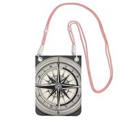 Piccola borsa a tracolla per telefono cellulare per le donne mini borsa a tracolla per telefono alla moda Legge della bussola Navigazione Stampa, Rosa, One Size