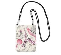 Piccola borsa a tracolla per trasportare una borsa per cellulare in diagonale la torre di Parigi e una bicicletta mini borsa a tracolla portafoglio portafoglio per smartphone