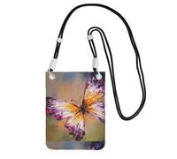 Piccola borsa a tracolla per trasportare una borsa per telefono cellulare con ricamo diagonale farfalla colorata mini borsa a tracolla portafoglio portafoglio smartphone portafoglio