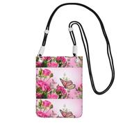 Piccola borsa a tracolla per trasportare una borsa per telefono cellulare diagonalmente farfalla baciare fiori mini borsa a tracolla portafoglio portafoglio smartphone portafoglio