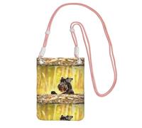 Piccola borsa a tracolla, porta cellulare, portamonete, borsa a tracolla, animali domestici Schnauzer nano, cani neri,Rosa