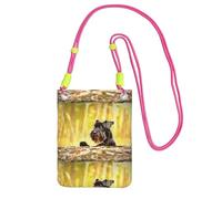 Piccola borsa a tracolla, porta cellulare, portamonete, borsa a tracolla, animali domestici Schnauzer nano, cani neri,Fucsia