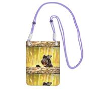 Piccola borsa a tracolla, porta cellulare, portamonete, borsa a tracolla, animali domestici Schnauzer nano, cani neri,Viola
