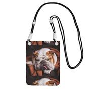 Piccola borsa a tracolla, porta cellulare, portamonete, borsa a tracolla, bulldog inglesi, museruola, animali domestici, cani che dormono,Nero