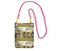 Piccola borsa a tracolla, porta cellulare, portamonete, borsa a tracolla, per cani Boxer, cuccioli, animali domestici, cani di famiglia,Fucsia