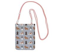 Piccola borsa a tracolla, porta cellulare, portamonete, borsa a tracolla, per cani Cavalier King Charles Spaniel, cappotti per cani misti,Rosa