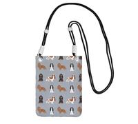Piccola borsa a tracolla, porta cellulare, portamonete, borsa a tracolla, per cani Cavalier King Charles Spaniel, cappotti per cani misti,Nero