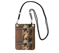 Piccola borsa a tracolla, porta cellulare, portamonete, borsa a tracolla, per cani di razza Rough Collie, Lassie, grandi e soffici cani, animali domestici,Nero