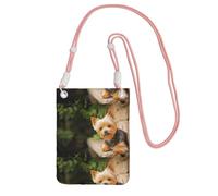 Piccola borsa a tracolla, porta cellulare, portamonete, borsa a tracolla, Yorkshire Terrier, motivo bokeh con simpatici cani da parete,Rosa
