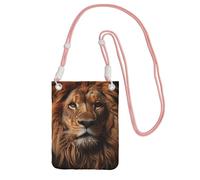 Piccola borsa a tracolla rosa con stampa dello sguardo del leone, carino portare una borsa mobile diagonale, per lo shopping, passeggiate