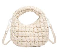 Piccola borsa a tracolla trapuntata da donna 2025 borsa a tracolla mini borsa a tracolla in nylon borsa morbida, Beige