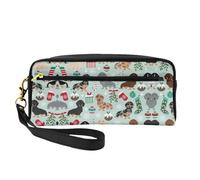 Piccola borsa cosmetica con cane Flora, borsa da viaggio portatile per trucchi da donna, astuccio organizer per pennelli da trucco, Nero , Taglia unica, Astuccio per trucchi
